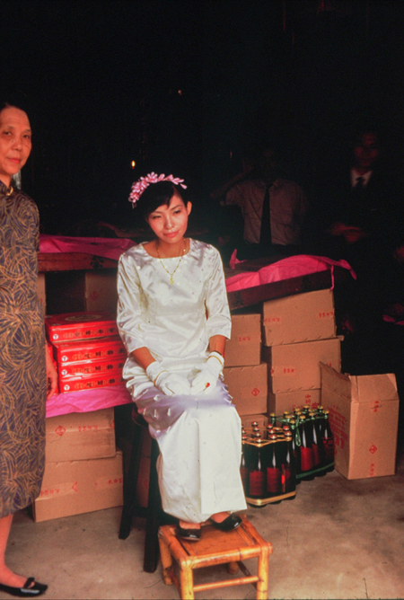 A bride with gifts arranged